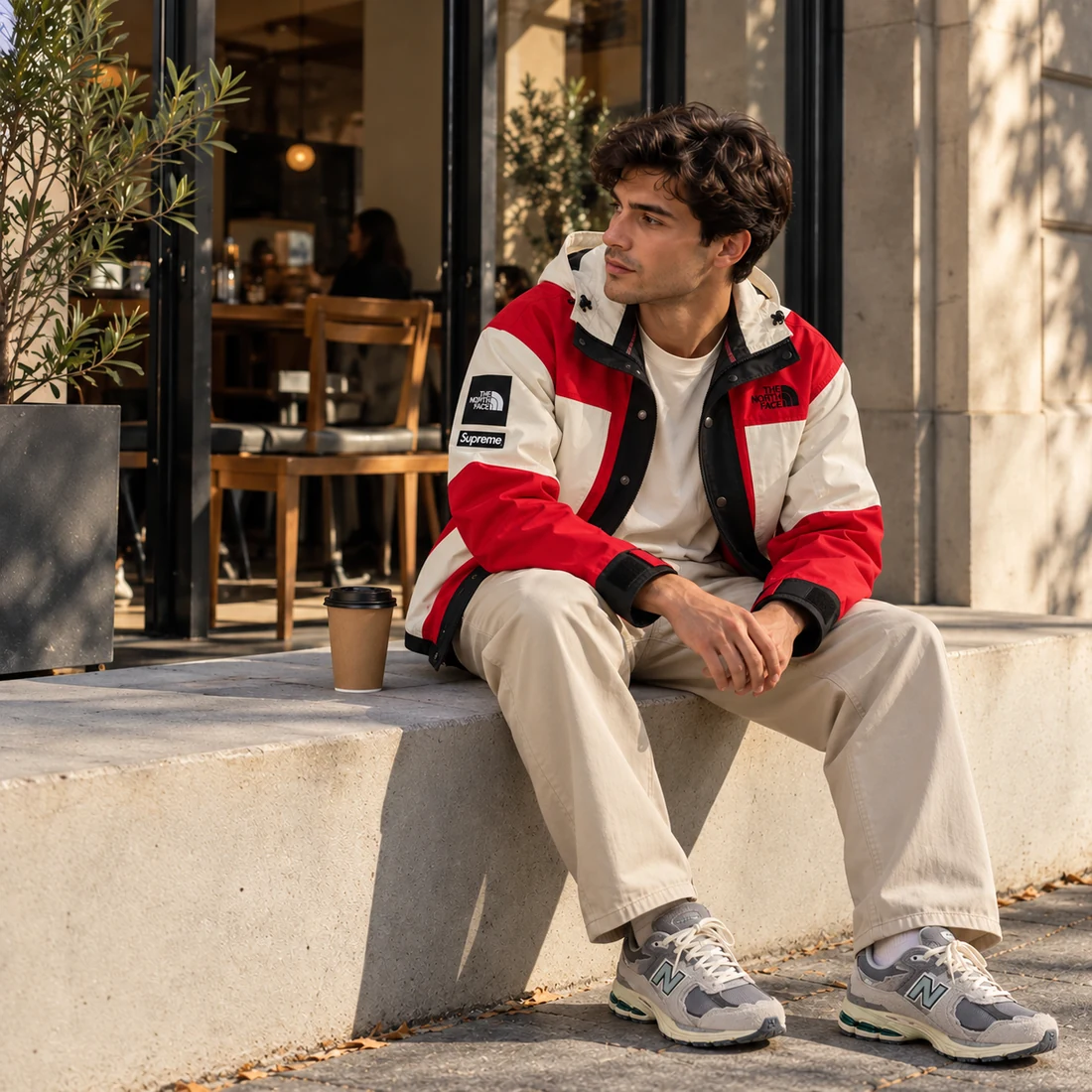 Relaxed clothing and sneakers in an everyday outfit