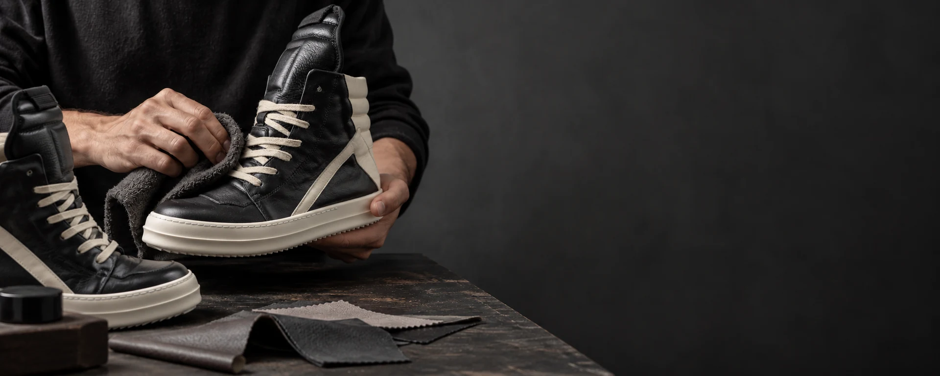 A conceptual still life exploring sneaker textures, shapes and finishes
